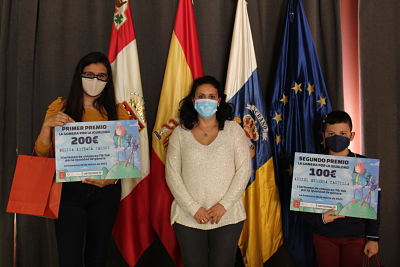 Imagen de Melisa Arteaga y Adriel Herrera ganadores del concurso ´La Gomera por la igualdad`.