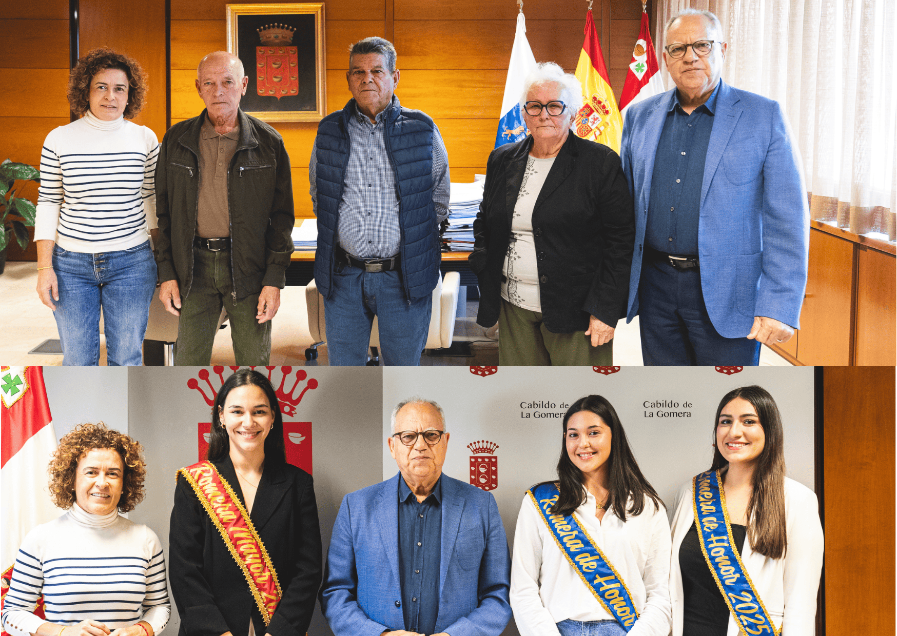 Imagen de El Cabildo recibe a los Premios Méritos Humanos y las romeras de las Fiestas de San Sebastián