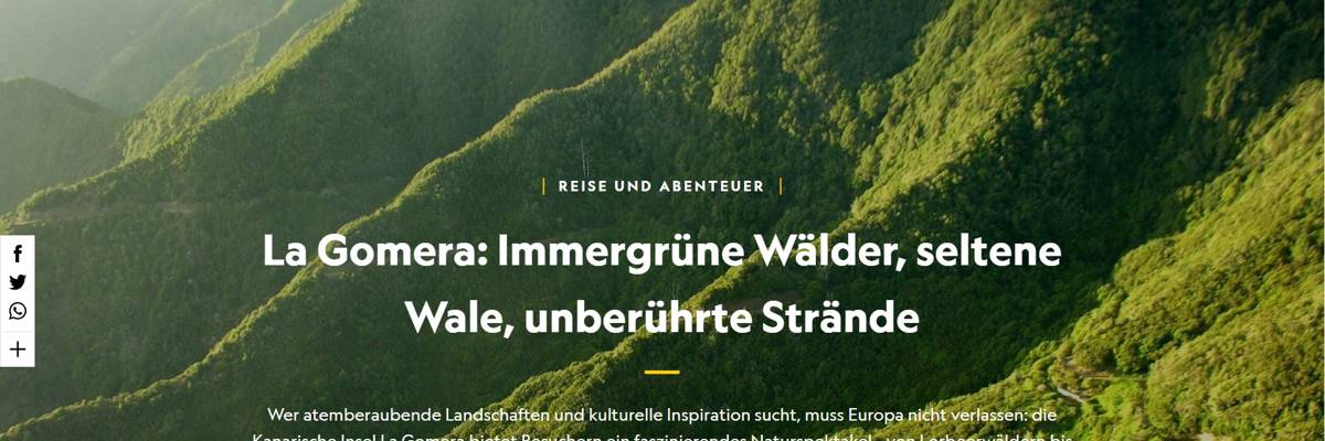 Imagen de La Gomera llega a Alemania, Suiza y Austria a través de un reportaje en National Geographic