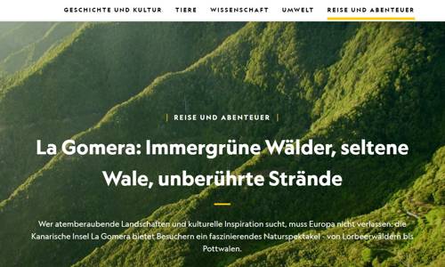 Imagen de La Gomera llega a Alemania, Suiza y Austria a través de un reportaje en National Geographic