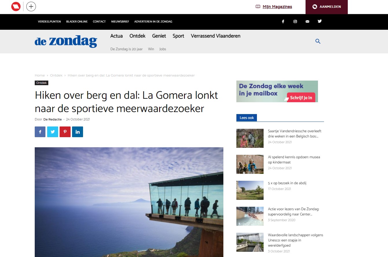 Imagen de La prensa belga se hace eco del potencial de La Gomera como destino de naturaleza
