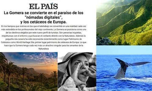 Imagen de La revista especializada ‘El Viajero’ posiciona La Gomera como destino ideal para el teletrabajo